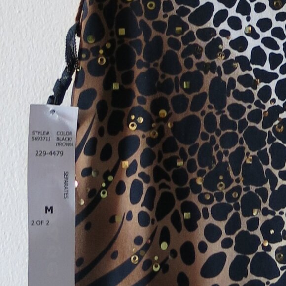 Blue Sage Animal Print Leaf Design Faux Gold Sequin Chic Y2K Tank Top Size M - Picture 6 of 6